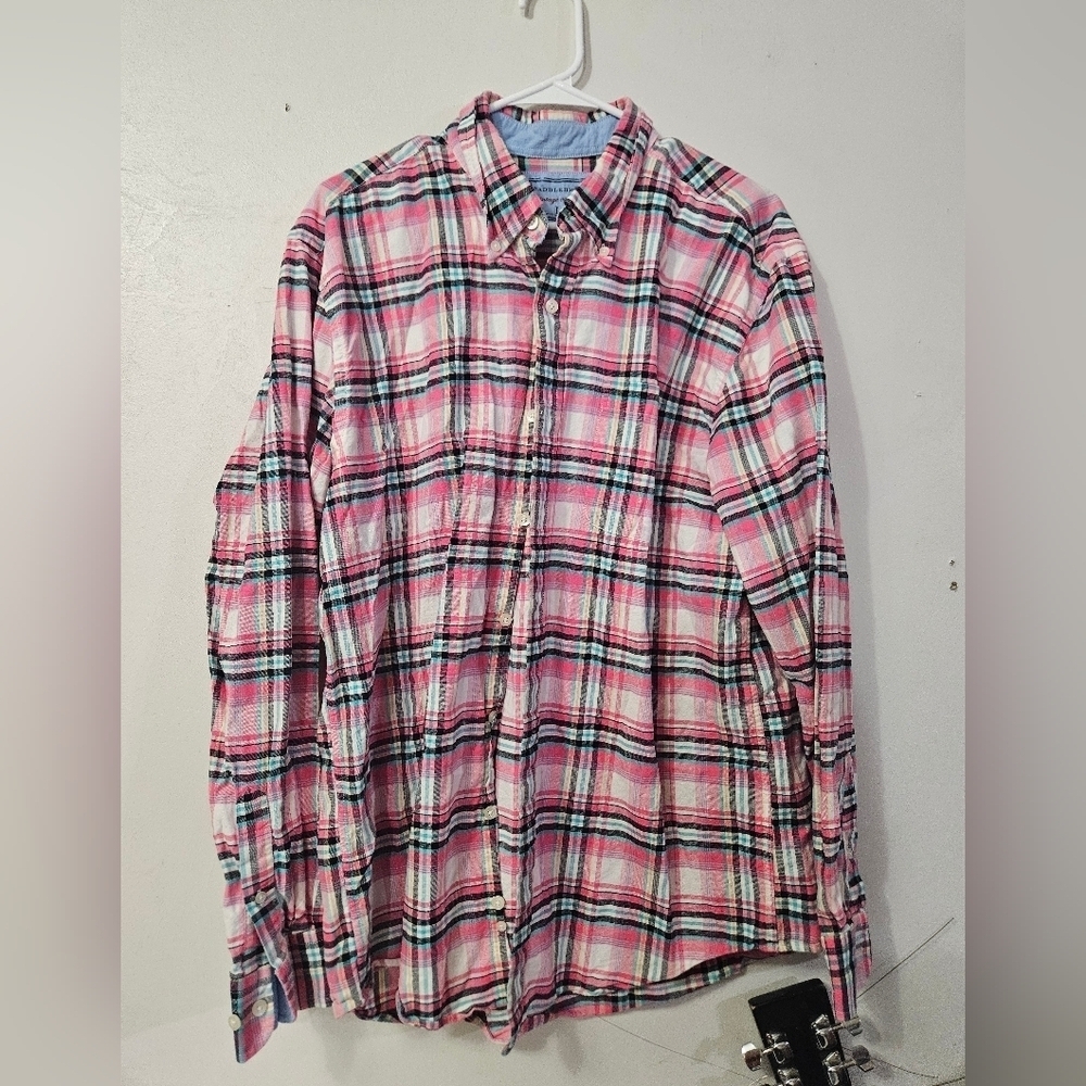 Men's Saddlebred Pink Plaid Button Down Shirt!